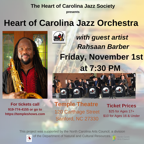 Heart of Carolina Jazz Orchestra w. Rahsaan Barber